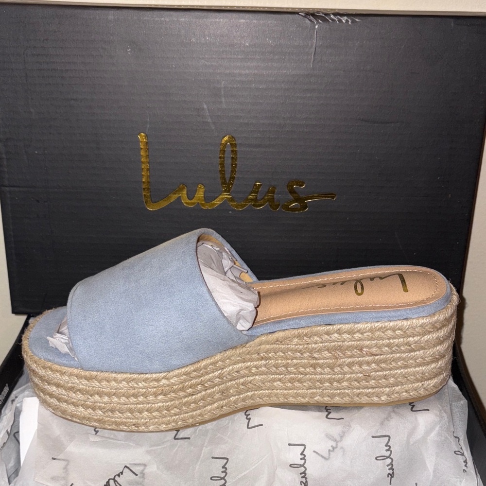 Lulu's Light Blue Platform Slides